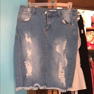 Distressed Denim skirt